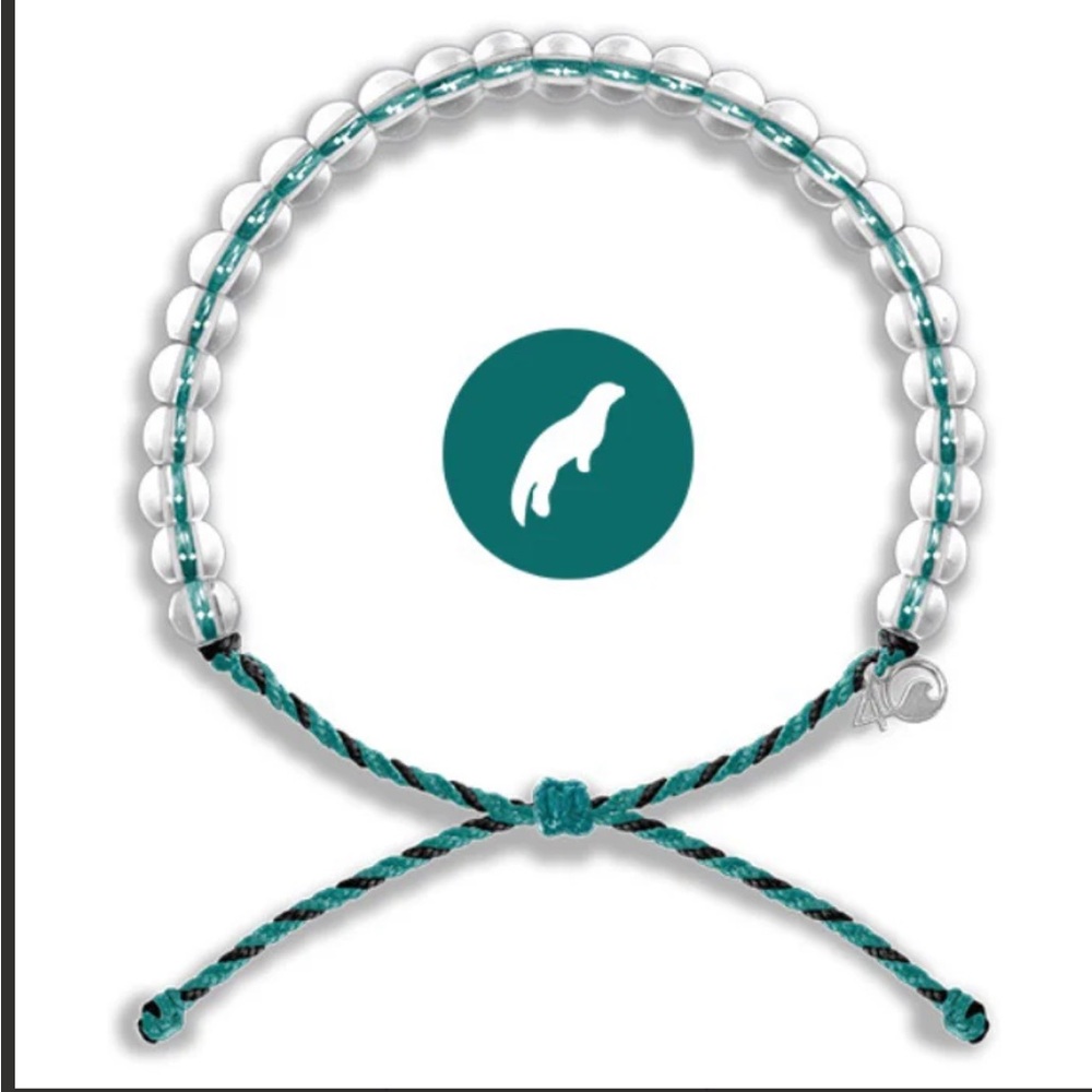 4 Ocean Otter Teal and Black Beaded Bracelet